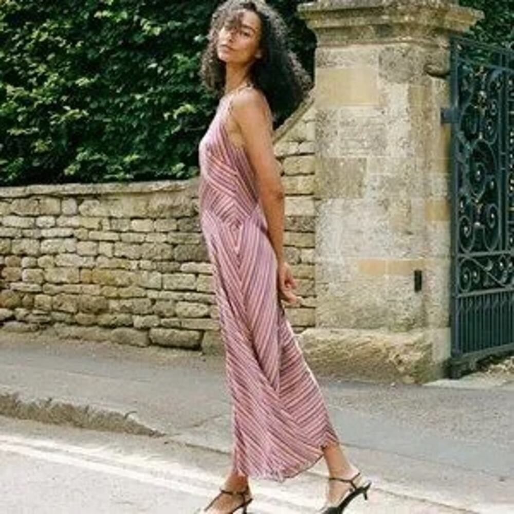 “rare” doen adelana silk dress le marais stripe XL - Picture 2 of 11